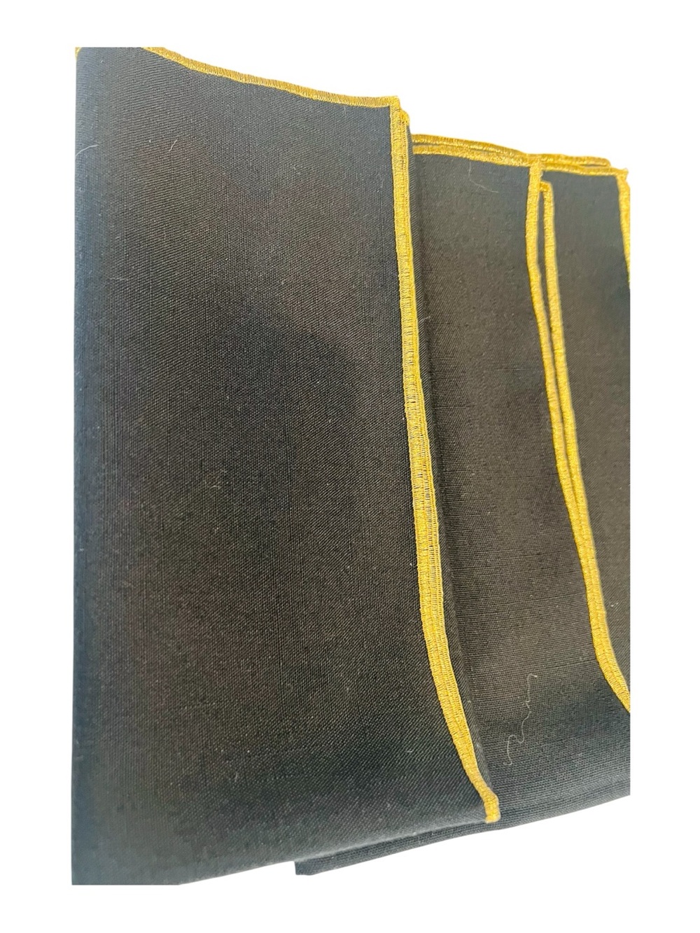 Set of 6 Black Cloth Napkins Gold Trim 18x18 Elegant Formal Dinner Table Linens - Picture 4 of 4